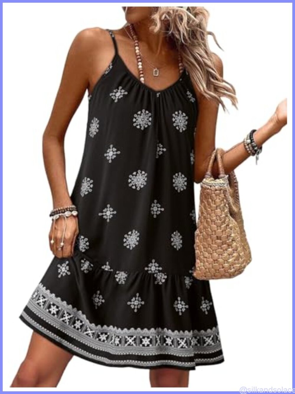 Dokotoo Women's Smocked Boho Flowy Summer Mini Dress Sleeveless Ruffle Hem